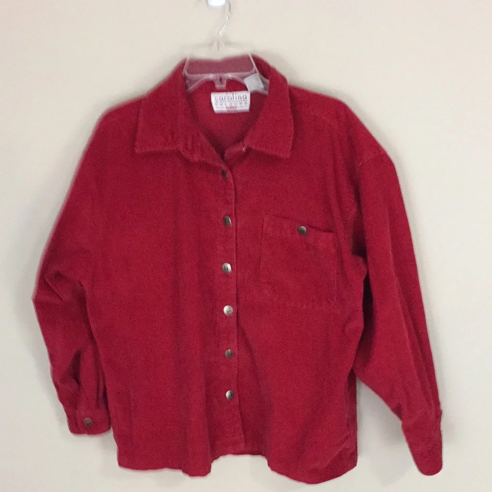 Carolina Colours Plus Red Corduroy Button Up Shirt Size 16